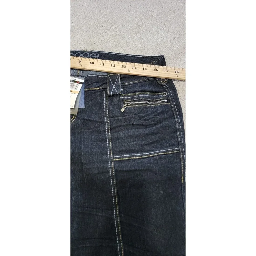 Coogi Women's Skinny Jeans Denim Faux Leather Pocket Blue Size 14W NEW with Tags